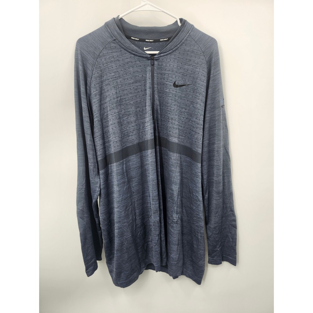 Nike Golf 1/4 Zip Pullover Mens XXL Blue Gray Dri-FIT Long Sleeve Sweater